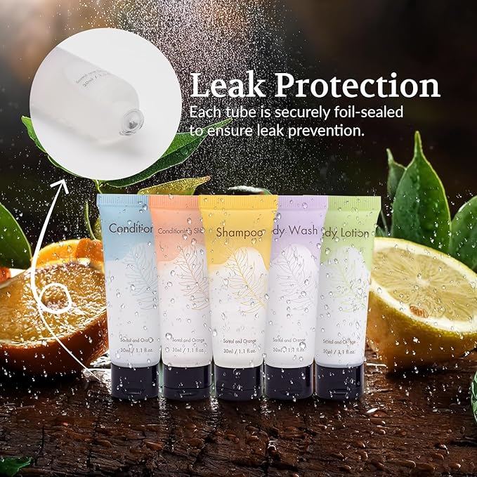 2 in 1 Shampoo and Conditioner Double Sealed 1 Fl. oz Individually Wrapped Travel Size Shampoo & Conditioner 2in1 Set Hotel Toiletries Bulk and Supplies for Guest