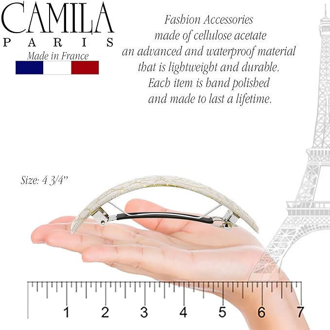 Camila Paris CP2553 French Hair Barrette Clip for Girls for Thick Curly Wavy Long Hair, Strong Hold Grip Hair Clips for Women, Automatic, No Slip Durable Styling Girls Hair Accessories, Made in France
