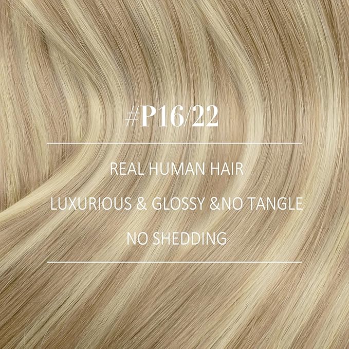 YoungSee Sew in Hair Extensions Real Human Hair Highlight Hair Weft Extensions Dark Ash Blonde Highlighted Light Blonde Soft Human Hair Extensions Sew in for Women 20In 100G