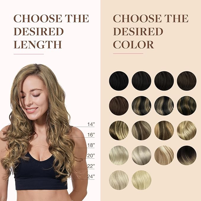 GOO GOO Clip in Hair Extensions Real Human Hair, Remy Human Hair Extensions Clip ins for Women, Natural Human Hair, 14inch 130g 9Pcs, 7 Bronde
