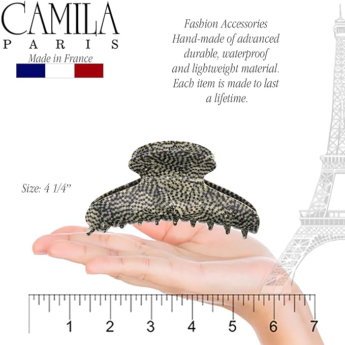 Camila Paris CP3037 French Hair Clip for Women Thick Hair for Long Curly Wavy Hair, Handmade Opera, Girls Hair Claw Clips, Durable Styling Big Claw Clip for Thick Hair, Strong Hold Grip Made in France
