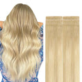 GOO GOO Invisi Edge Tape in Hair Extensions Human Hair, 18AT60A Pearl Ash Blonde Highlights, 6pcs 22inch 18g, Virgin Remy Hair, Seamless Injected Tape, Natural Look