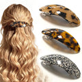Hair Barrette for Women Large Vintage Acetate Oval Tortoise Not Easy to Break French Hair Clips for Thick Hair, 3 Pack