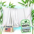 Pillow Cases - 100% Viscose Derived from Bamboo - Cooling Pillowcase - Standard Size, White, Set of 2 Zippered - for Hot Sleepers - Soft Pillow Covers - by Vegan Silk