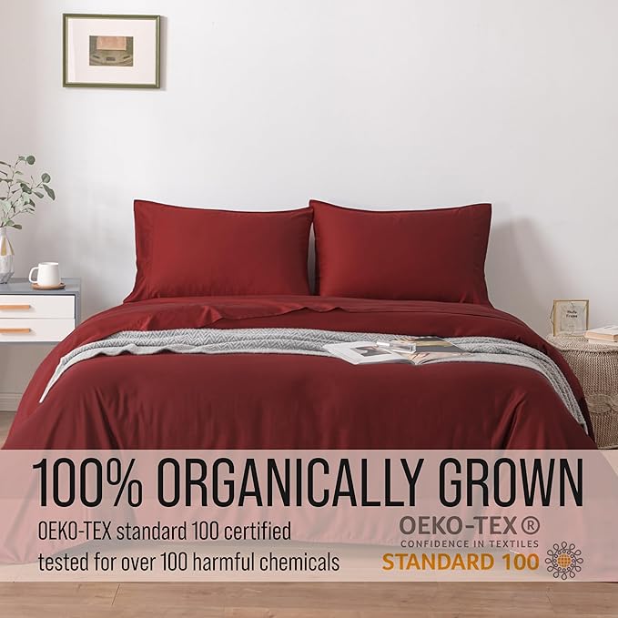 Bella Coterie | Luxury King Size Pillowcase Set | 100% Organically Grown Bamboo Viscose | Ultra Soft | Cooling | 2 Pcs [Merlot]