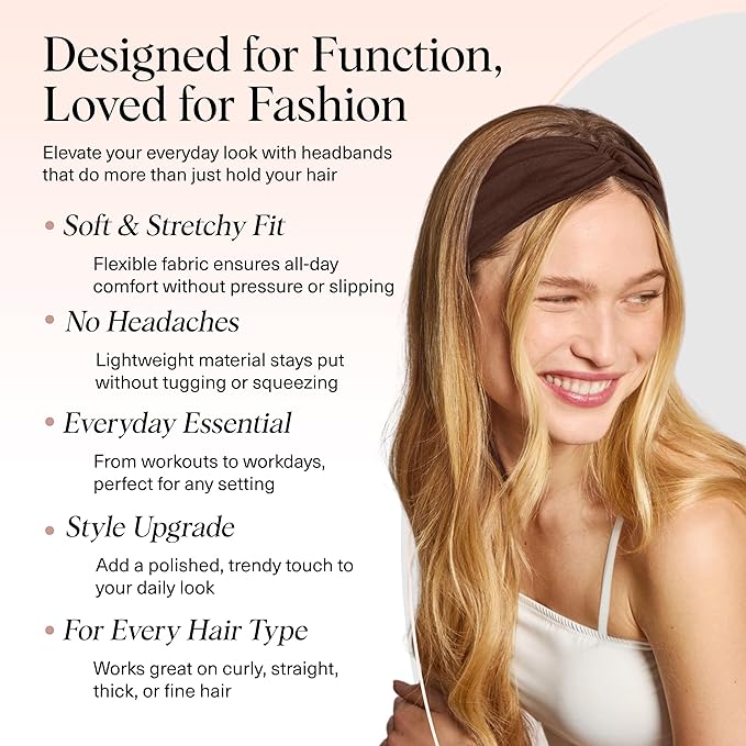 Kitsch Wide Headbands for Women - Fashion Sports Headband for Workout, Yoga, Gym, Running, Exercise | Stretchy Head Bands for Women’s Hair | Hair Accessories | Ideal Gifts for Women - Rosewood, 2pcs