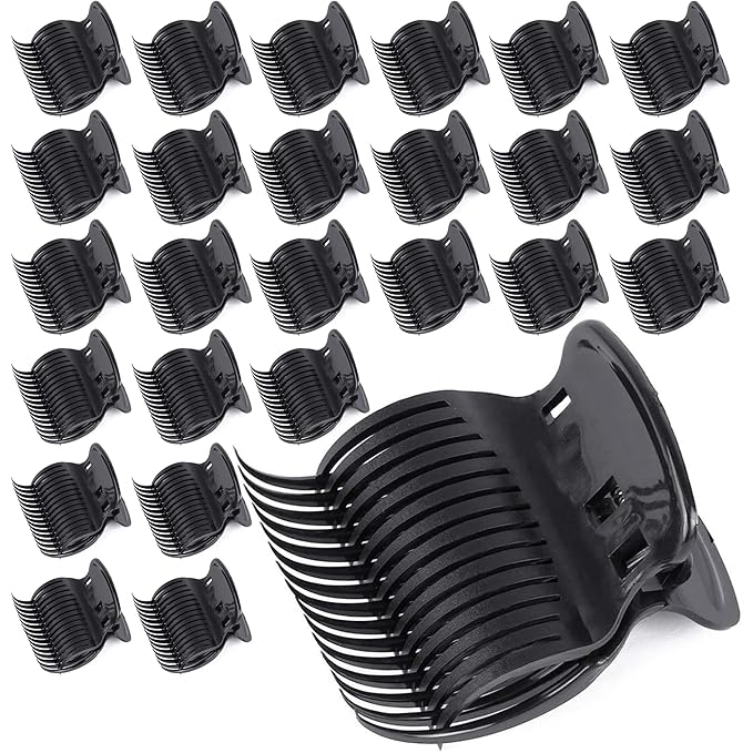 Tbestmax 24 Hot Roller Clips for Hair Curler Claw Clip Replacement Hair Section Styling for Women Girls Black