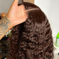 250% Density SKINLIKE Real HD Lace Frontal Wigs, 13x6 Full Frontal Curly Pre-Plucked Bleached Knots Invisible HD Lace Wig Chocolate Brown Human Hair Wig 20 Inch