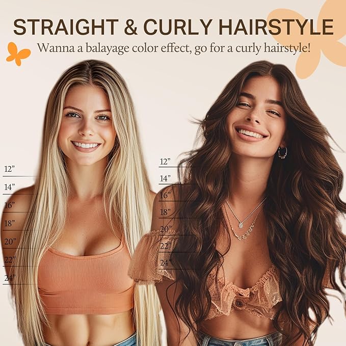 DOORES Hair Extensions Real Human Hair, Balayage Natural Black to Chestnut Brown 18 Inch 135g 7pcs, Remy Extensions Clip ins Real Straight Thick