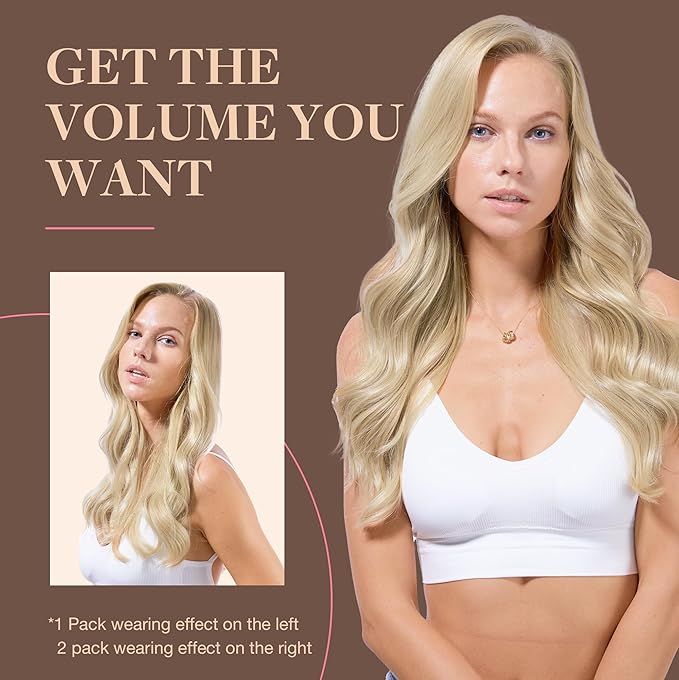 GOO GOO Clip in Hair Extensions Real Human Hair, Remy Human Hair Extensions Clip ins for Women, Natural Human Hair, 26inch 180g 7Pcs, #60A Platinum Blonde