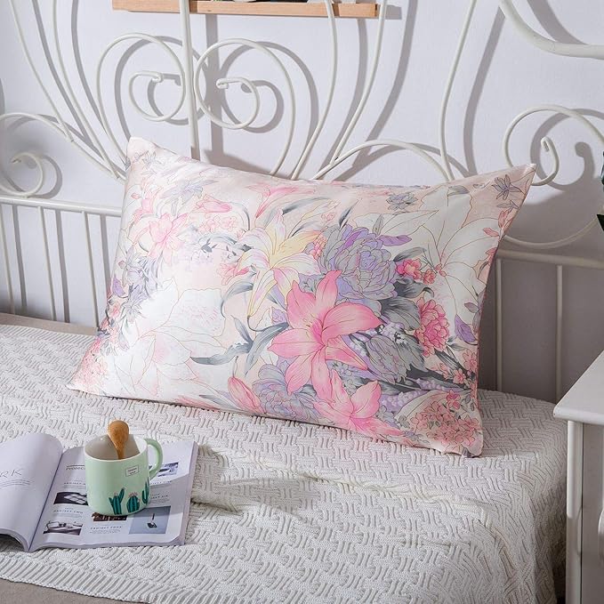 SLPBABY Silk Pillowcase for Hair and Skin with Hidden Zipper Print (King, Pattern15)