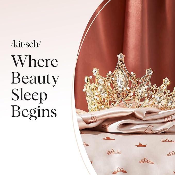 Kitsch & Disney Desert Crown Satin Pillowcase with Zipper – Soft Cooling, Better Than Silk Pillowcase, Disney Design for Kids Rooms & Toddler Bed Time Pillow Case – Queen/Standard 19x26