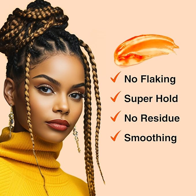 GRIP N GLIDE Braiding Gel Maximum Hold for LOC & Twist - No Flaking, No Whitening, Fast Drying, High Shine, Cool & Refreshing, Long Lasting Hold (5 oz)