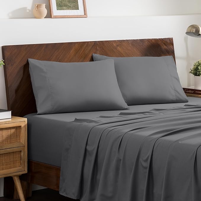 Bare Home Microfiber Pillow Cases - Standard Size Set of 2 - Cooling Pillowcases - Double Brushed - Easy Care - Envelope Closure (Standard Pillowcase Set of 2, Grey)