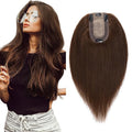 SEGO Real Human Hair Topper for Women, No Bangs Hair Topper with Anti-Slip Clips (8 Inch#4 Medium Brown)