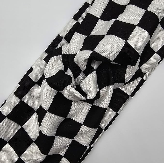 Soft Stretchy Headband, 3-in-1 Versatile Twist Style, One-Piece (Ready, Set, Race! Black and White Checkered, Adult)
