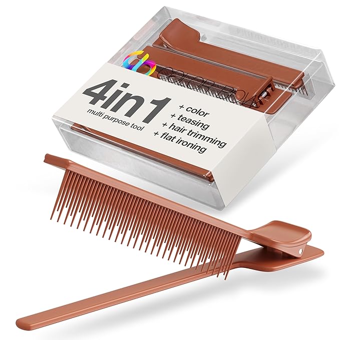 ColorBow Teasing Clip Comb (5 Pack), Coloring Styling Tools - Hairstylist Must Haves for Highlights balayage board Companion Ombré Trimming & Cutting - Flat Iron Comb Attachment Clip on