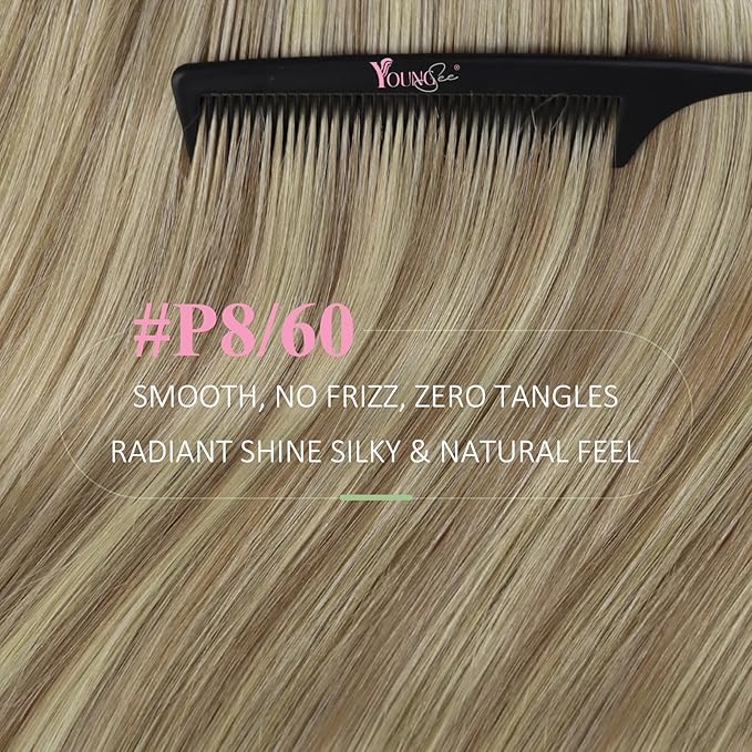 YoungSee Tape in Extensions Human Hair Brown to Blonde Tape Hair Extensions Real Human Hair Light Brown Highlight Blonde Tape-in Hair Extension Remy for Women Silky Straight Hair 16 Inch 20pcs 50g