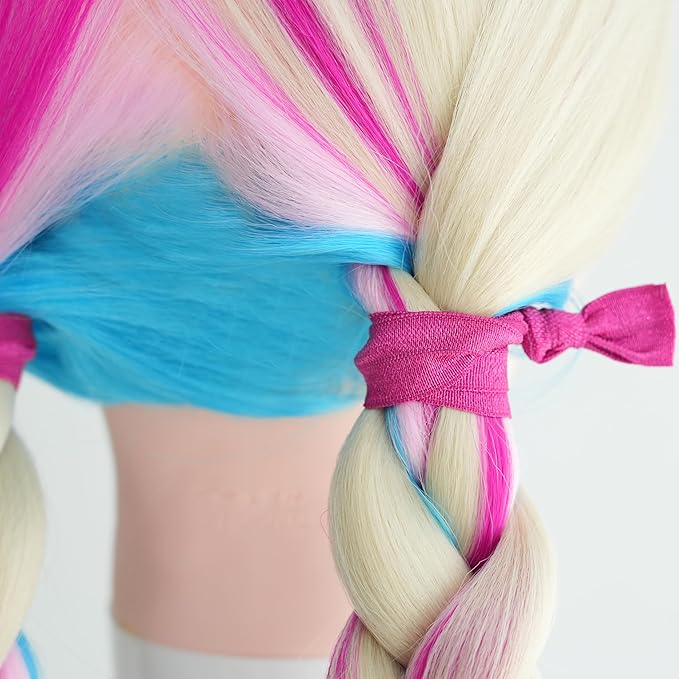 MEEDEE Fuchsia Pink Hair Ties for Women - No Crease, Soft Knotted Ribbon Ties for Damage-Free Ponytails, Yoga-Friendly Elastic Bracelets (Pack of 100)