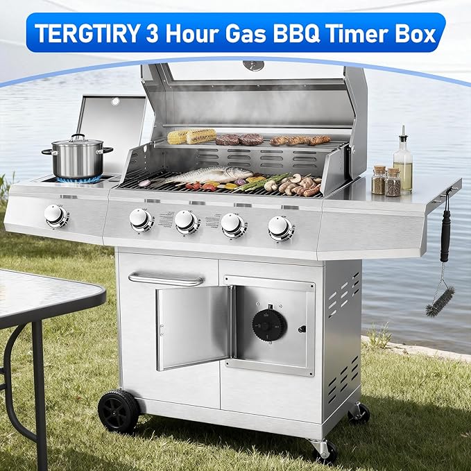 3 Hour Outdoor BBQ Island Shut-Off Timer - Propane & Natural Automatic Gas Timer, Ideal for Outdoor Kitchens and BBQ Setups