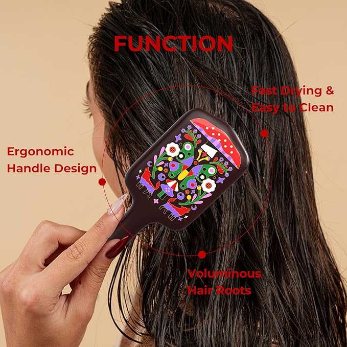 SIMETRA Wooden Paddle Hair Brush Unique Pattern Hair Brushes for Women Wet Brush Detangling Brush Guinean Ovangkol Hardwood Bristles for Scalp Massage for Men Kids for All Hair Types (Butterfly)
