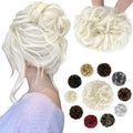 Messy Bun Hair Piece Wavy Curly Scrunchies Fluffy Donut Thick Updo Elegant Chignon Hairpieces for Women Girls, Platinum Blonde 1.4oz