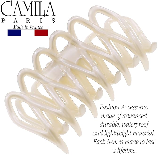 Camila Paris CP3526 French Small Hair Clips for Women Thick Hair for Long Curly Wavy Hair, Girls Hair Claw Clip, Durable Styling Big Claw Clip for Thick Hair, Strong Hold No Slip Grip, Made in France
