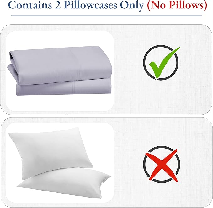 California Design Den 100% Cotton King Size Pillowcases Set of 2, 800 Thread Count, Soft Pillow Covers Sateen, Fits King Size Pillows (Lavender)