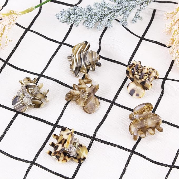 Cobahom 6Pcs 1.06 Inch Small Hair Clips Mini Claws Clips for Thin Thick Hair, Cellulose Acetate Jaw Clips for Hair Styling, Tortoise Shell Barrettes for Women Girls (Brown)