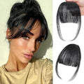 NAYOO Bangs Hair Clip in Bangs 100% Real Human Hair Extensions Natural Black Wispy Bangs Clip on Air Bangs for Women Fringe with Temples Hairpieces Curved Bangs for Daily Wear