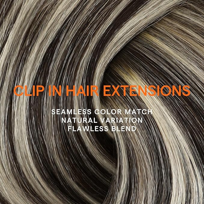 Full Shine Hair Extensions Real Human Hair Clip ins Balayage 24 Inch Clip in Hair Extensions Dark Brown to Blonde Real Hair Extension for Styling 7 Pcs 120 G