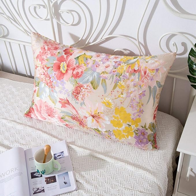 SLPBABY Silk Pillowcase for Hair and Skin with Hidden Zipper Print (Standard, Pattern16)
