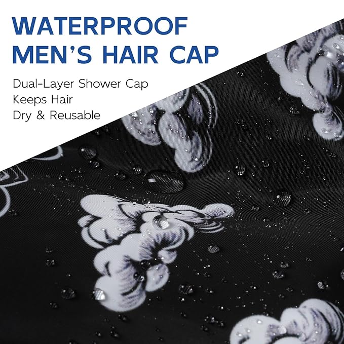 Years calm Shower Cap for Men, Waterproof & Heat-Retaining Hair Treatment Cap – Reusable Men’s Shower Cap with Foil Lining, Elastic Band, for Steam Care, Hair Mask & Oil Conditioning