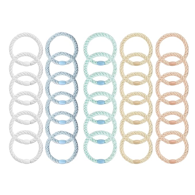 Hair Ties for Thick Hair, Funtopia 30 Pcs Ponytail Holders Elastics Hair Bands, No Damage No Crease Hair Elastics for Women Girls Teens