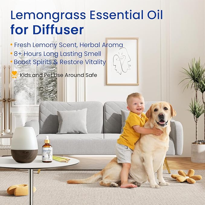 HIQILI Essential Oil, 100% Pure Natural Undiluted - Lemongrass - 1.01 Fl. Oz