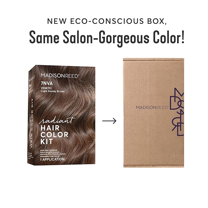 Madison Reed Radiant Hair Color Kit - 7NVA Light Cool Brown (Veneto Brown), Dimensional Gray Hair Blending Permanent Hair Dye, PPD-Free & Ammonia-Free, 1 Pack