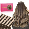Wennalife Tape in Hair Extensions Human Hair, 40pcs 100g 22 inch Balayage Chocolate Brown to Honey Blonde Hair Extensions Real Human Hair Straight Tape in Extensions Reusable Real Hair Extensions