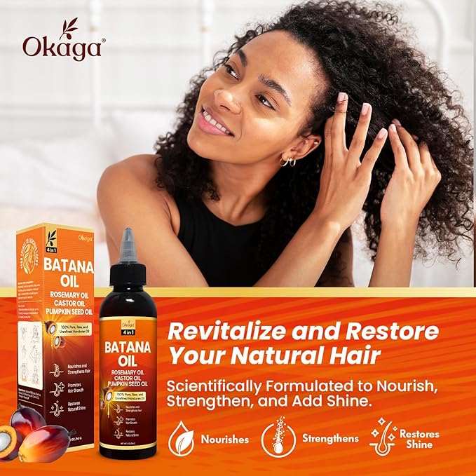 Batana Oil for Hair Growth with Rosemary, Castor, and Pumpkin Seed Oils, 100% Pure Unrefined Honduran Formula, Strengthens, Nourishes, Revives Scalp & Strands, Natural Care for All Types (3PK)