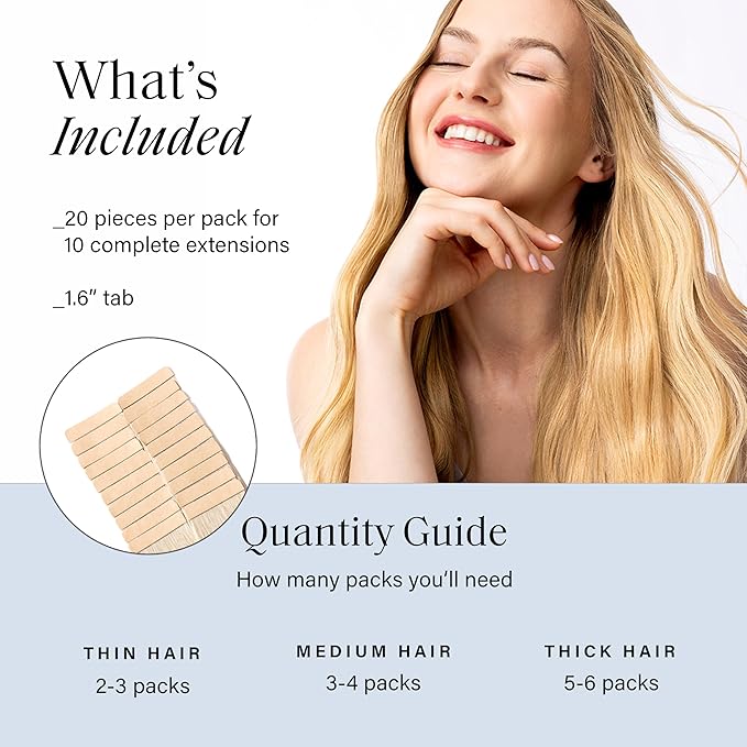 Luxy Tape-In Hair Extension Collection 22", 50g, Platinum Pearl Blonde, 20 pieces