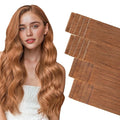 GOO GOO Invisi Edge Tape in Hair Extensions Human Hair, 330 Cinnamon Terra Copper 10pcs injected with 10pcs classical tape ins, 20inch 50g, Virgin Remy Hair, Natural Look