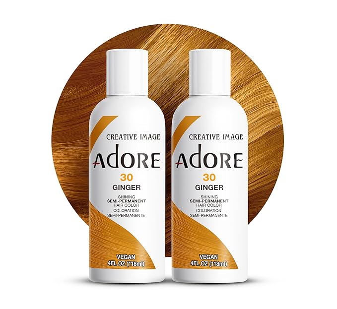 Adore Semi Permanent Hair Color (030 Ginger) | Vegan & Cruelty-Free Brown Hair Dye | No Ammonia, No Peroxide, No Alcohol | 4 Fl Oz Each (Pack of 2)
