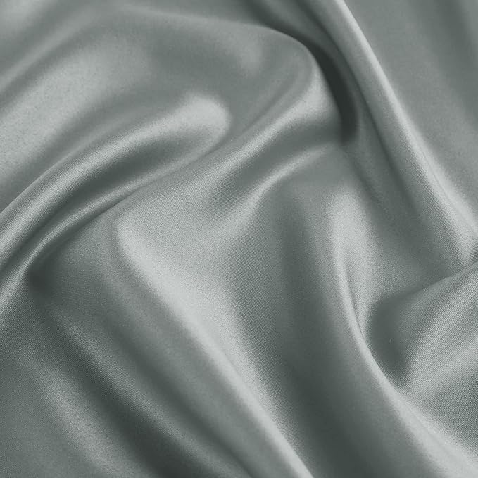 uxcell 2 Pack Silk Satin Pillowcase for Hair and Skin, Cool, Silky, Soft Breathable Pillow Cases Queen Size 20x30 Inch Sateen Pillowcase Grey with Envelope Closure