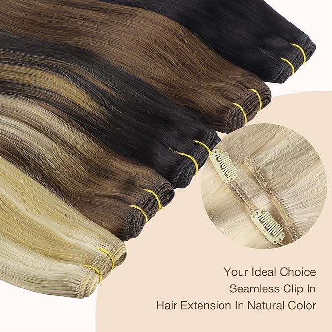 GOO GOO Clip in Hair Extensions Real Human Hair, Remy Human Hair Extensions Clip ins for Women, Natural Human Hair, 20inch 120g 7Pcs, 17/22/60 Balayage Ash Blonde to Golden Blonde and Platinum Blonde