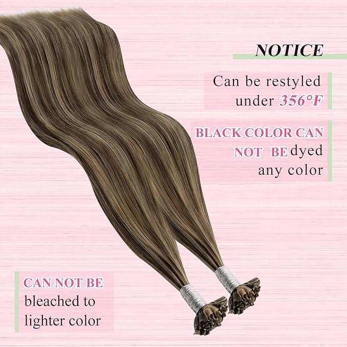 YoungSee U Tip Hair Extensions Human Hair Highlight Utip Hair Extensions Human Hair Highlight Brown Mixed Blonde Hair Extensions Hot Fusion Ktips Hair Extension U Tip 20In 1G/S 50G for Wedding