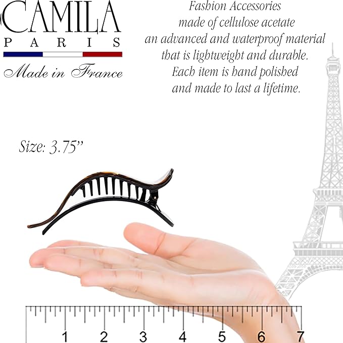 Camila Paris CP2509 French Hair Clip for Women, Alligator Clip, Duckbill Girls Hair Claw Clips Jaw Fashion Durable and Styling Hair Accessories for Women, Strong Hold No Slip Grip, Made in France