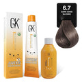 GK HAIR Global Keratin Sand 6.7 Dark Blonde Hair Color Cream Tube (3.4 Fl Oz/100ml) + 20 Volume Developer (5 Fl Oz/150ml) - Professional Permanent Long Lasting Toner Dye
