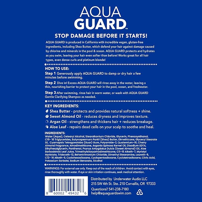 AQUA GUARD Pre-Swim Hair Defense | No More Swim Hair | Prevents Chlorine Damage + Softens Hair While Swimming | Made in California | Color Safe, Leaves Hair Smelling Great | 5.3 oz