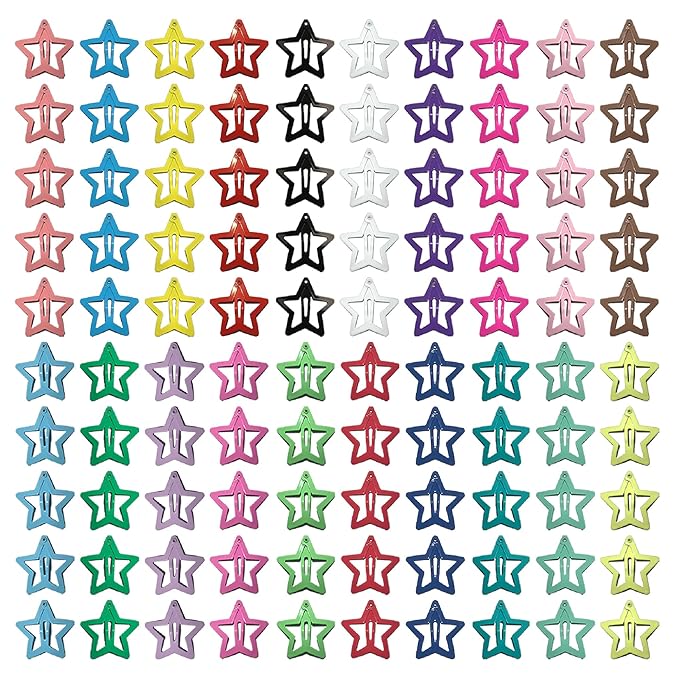 Hair Clips for Girls, CYBAUG 100-Pack Star Metal Hair Clips for Toddlers,Kids,Women, Cute Snap Hair Barrettes for Fine/Thick Hair Candy Color Hair Accessories