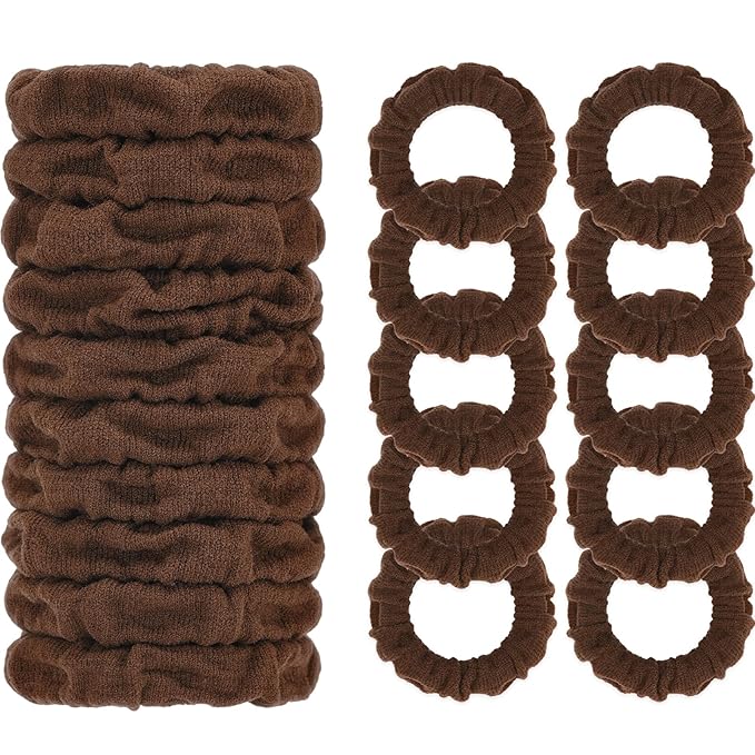 WantGor Hair Ties, Women 10PCS Hair Bands No Damage Elastic Scrunchies Seamless Ponytail Holders Hair Accessories Head Bands for Women's Thick Thin Hair (Brown)