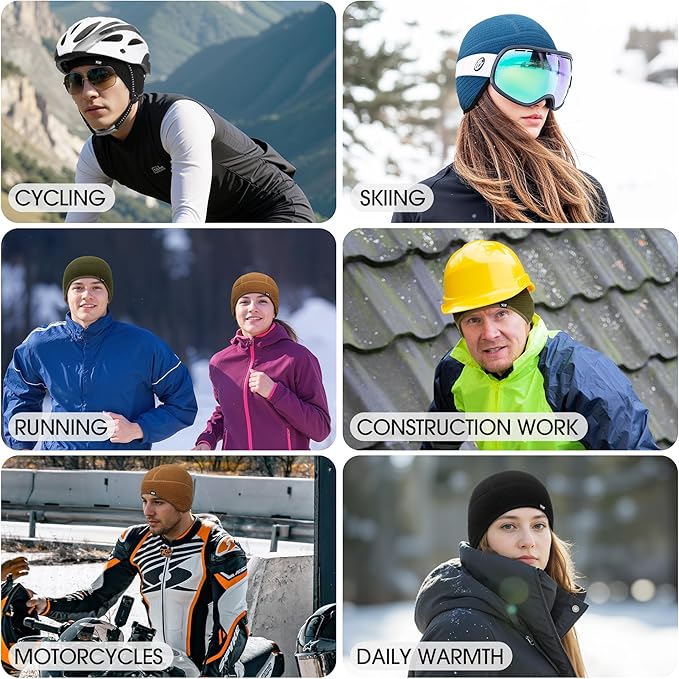Skull Cap Helmet Liner, Winter Thermal Cycling Cap for Men & Women, Lightweight Cycling Hat for Biking Running Outdoor Work